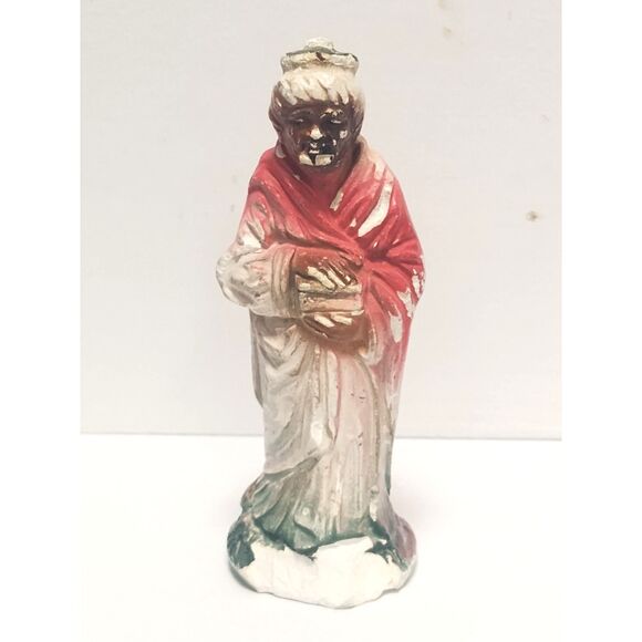 Lot of 2 Vintage Nativity Figurines 4" Scale Chalkware Mary & Wise Man MCM - Picture 2 of 16